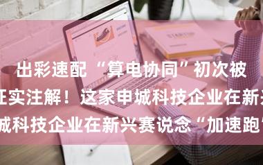 出彩速配 “算电协同”初次被写入政府责任证实注解!这家申城科技企业在新兴赛说念“加速跑”
