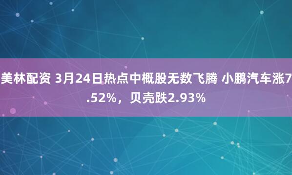 美林配资 3月24日热点中概股无数飞腾 小鹏汽车涨7.52%，贝壳跌2.93%