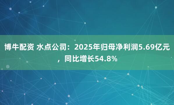 博牛配资 水点公司：2025年归母净利润5.69亿元，同比增长54.8%