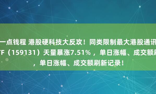 一点钱程 港股硬科技大反攻!同类限制最大港股通讯息技巧ETF(159131)天量暴涨7.51% ,单日涨幅、成交额刷新记录!