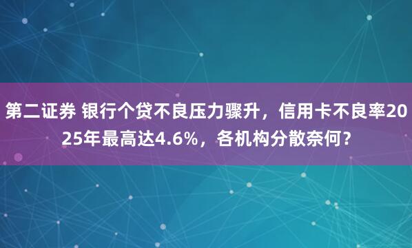 第二证券 银行个贷不良压力骤升,信用卡不良率2025年最高达4.6%,各机构分散奈何?